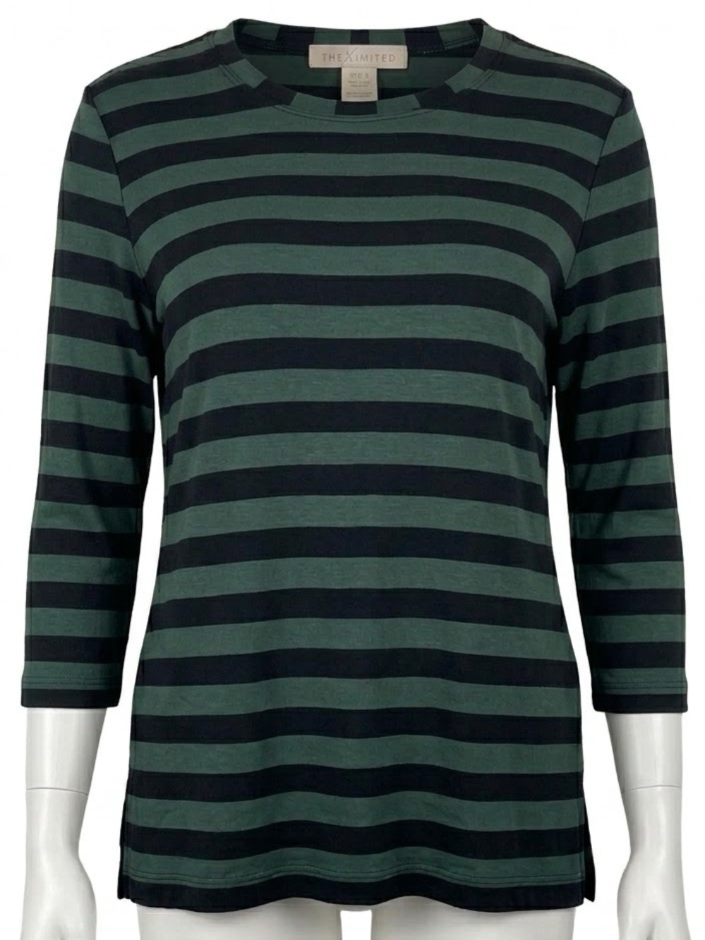 The Limited Vintage 90s Green Black Stripe Slinky Top Made in USA
